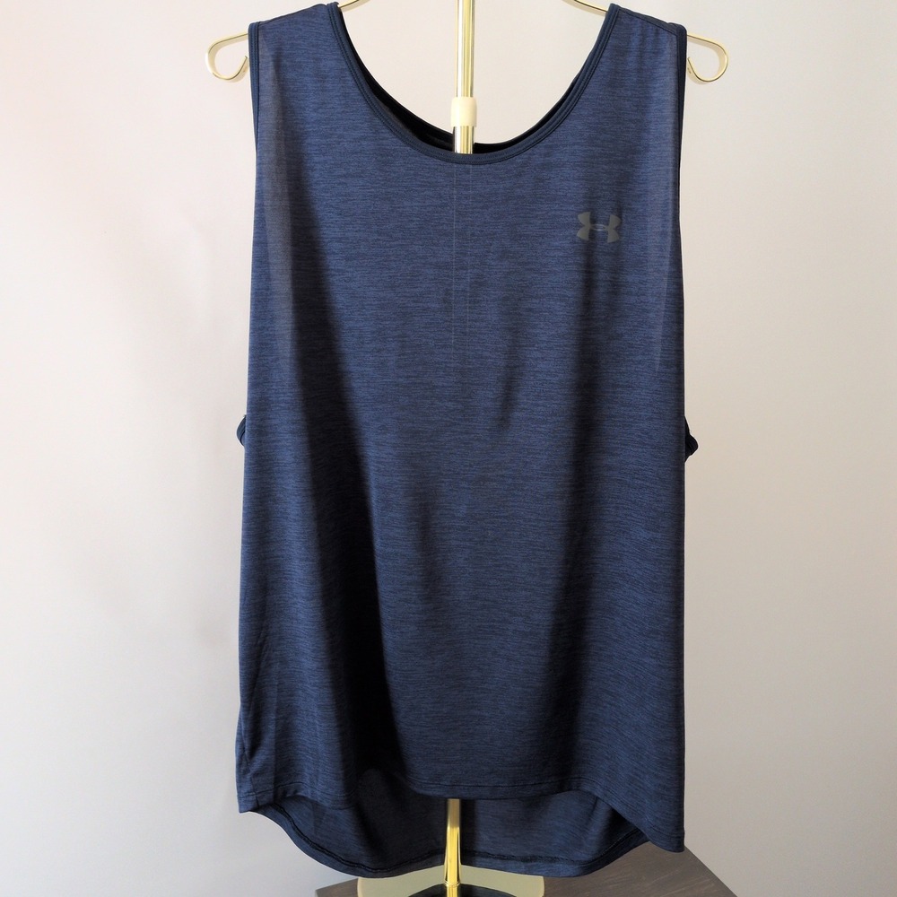 Under Armour Tech Tank Mens XXL Navy Blue Heathered HeatGear 1328704